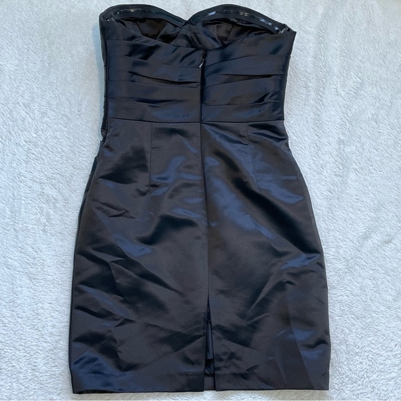 Bill Levkoff Black Strapless Sweetheart Satin Mini Dress Fancy Formal Wedding - Picture 9 of 9